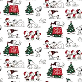 Peanuts Snoopy's Christmas Fun Fat Quarters 4 Pack (45cm x 55cm) 100% Cotton Craft Fabric Bundle for Children's Christmas Fabric